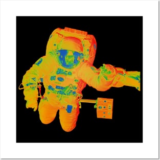 NASA Astronaut in Yellow, Orange, Blue and Green Colors Posters and Art